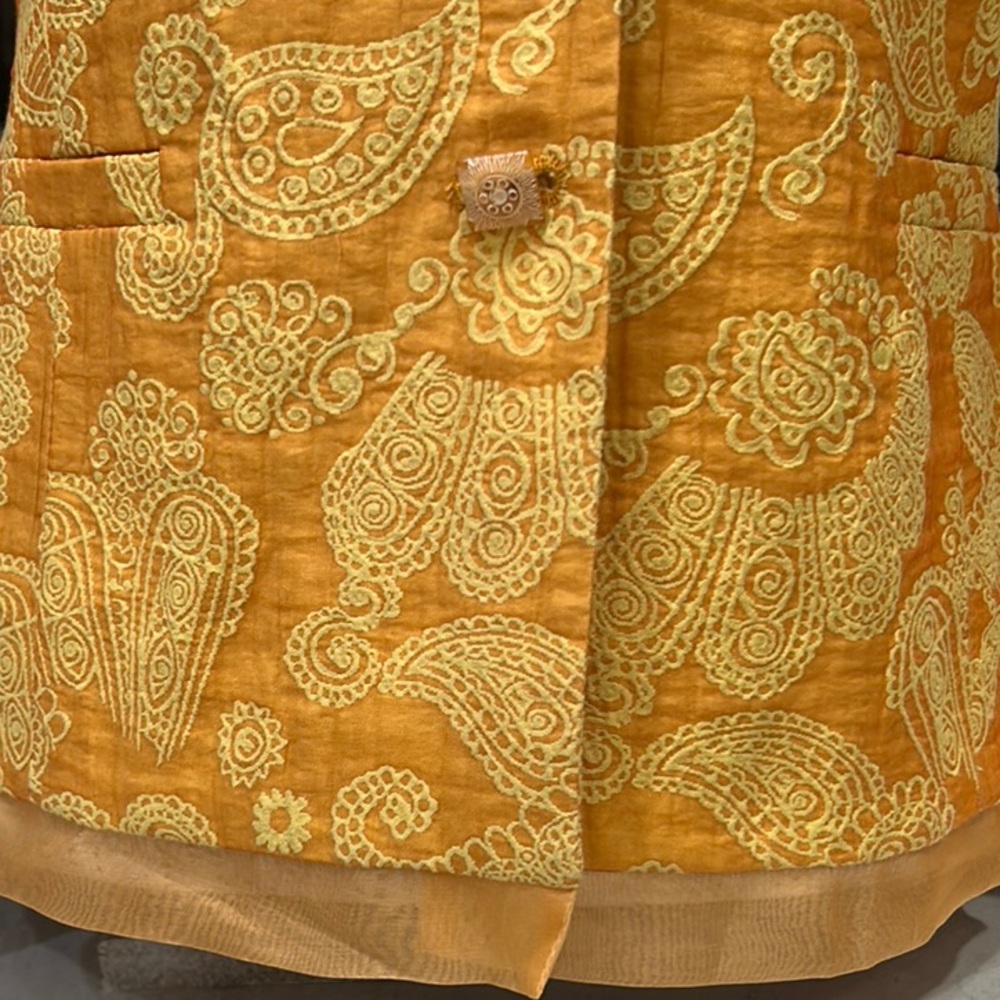 Bergamo by EBI Sheer Peach/Yellow/Orange Brocade Blazer Size‎ 4 - Picture 15 of 16